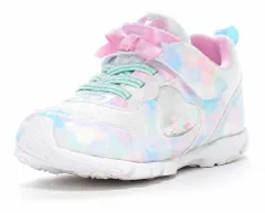 【moonstar】LUVRUSH LV 1203WS POP ムーンスター ラブラッシュ ポップ 子供靴 キッズ スニーカー スーパースター 抗菌防臭 運動会 女の子 白底 ホワイトソール ジュニア シューズ  モヤ柄 ハート リボン