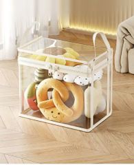 透明大容量収納ボックス ホワイト / ブラック 単品販売 ファスナー式 ぬいぐるみ・雑貨整理用