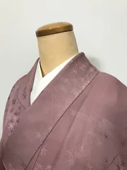 【中古】Sサイズ 色無地 化繊 薄臙脂色