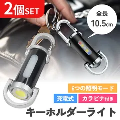 2個セット キーホルダーライト カラビナ付き COB LED ライト ミニライト 携帯ライト 小型 カラビナ キーホルダー 防災グッズ アウトドア 多機能 非常用 緊急時 コンパクト ポケット ランタン 登山 キャンプ ストラップ 防犯