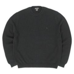 エディーバウアー Eddie Bauer 00s 2000年代 コットンニット ロゴ刺繍 ワンポイント 旧タグ USA ヴィンテージ アメリカ 古着 メンズ ニット・セーター ブラック / 黒 XL【中古】