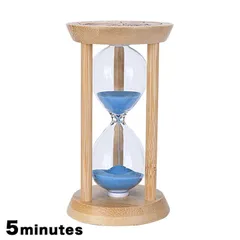 HIRAISM 砂時計 卓上 サンドタイマー インテリア 木製 (ブルー,  5分計)