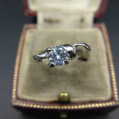 キュービックジルコニア ソリテール ねじり アーム ビンテージ リング 指輪 昭和レトロ ジュエリー エレガント 7Y-D⑤