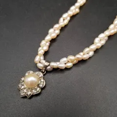 淡水真珠 フラワートップ ヴィクトリアン 925 シルバー ビンテージ ネックレス 20g ペンダント 昭和レトロ クラシカルデザイン パール Y9-J