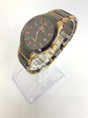 ● ２ 不動品 テクノス セラミック 腕時計 TECHNOS ブラックゴールド クォーツ 【時計】【1】