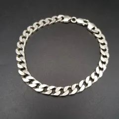 シンプル 喜平チェーン 925 シルバー ヴィンテージ ブレスレット 銀 英国 Birmingham Convention マーク 定番 メンズジュエリー Y23-T②