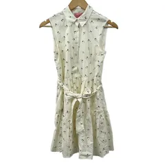 Kate spade(ケイトスペード) ワンピース サイズXS レディース美品  - アイボリー×イエロー×黒 レギュラーカラー/ノースリーブ/ひざ丈/蜂