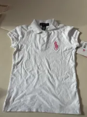 ポロラルフローレン 白 半袖 カラーTシャツ 女の子 m(8/10) 新品