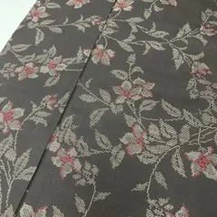 本場大島紬 正絹 茶泥染め 一元式 花唐草 袷 着物 MK-1540