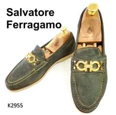 サルヴァトーレフェラガモ　ダブルガンチーニ　金具　スエード　ローファー
