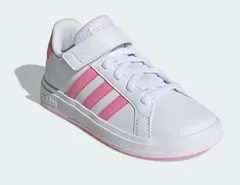 【adidas】ID0738 GRANDCOURT 2.0 EL K WHITE/PINK (17cm-21.5cm) アディダス グランドコート エラスティックレース&トップストラップ ホワイト/ピンク キッズ スニーカー シューズ 子供靴