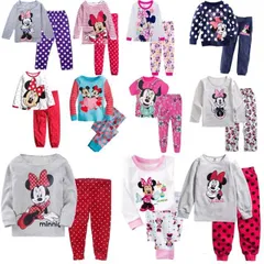 送料無料 子供パジャマ 男の子 女の子 ミニー マウス ディズニープリントキッズ 子供服 ジュニア こども 上下セットルームウェア パジャマ 長袖＆長ズボン 90cm〜130cm 薄手綿100％ 春用 秋用 冬用