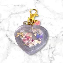 ハートのシェイカーキーホルダー（クリアパープル）