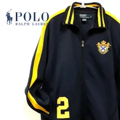 【良品!!送料無料!!】 POLO RALPH LAUREN ポロ ラルフローレン トラックジャケット ネイビー イエロー Lサイズ ロゴエムブレム アパレル 古着 アウター トップス メンズ
