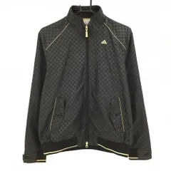 【新品】アディダス ジャケット 黒 ブロックチェック地模様 ロゴゴールド 蓄熱裏地 メンズ M/M ゴルフウェア adidas