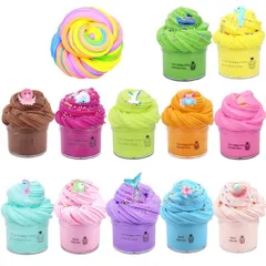 スライムキット スライム バター 12個セット 子供のための超柔らかくて粘着性のないDIYスライム おもちゃ ふわふわ フルーツ 粘土 クラウドスライム フリースライム おもちゃ スクイーズ 減圧玩具 天然ゴム お誕生日 お祭り プレゼントに最適 超軽量 自然