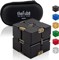 PILPOC theFube Infinity Cubeフィジェットトイ 高品質アルミ製 インフィニティキューブ ストレス解消 グッズ 大人用おもちゃ ケース付き 頑丈 重い (ブラック)