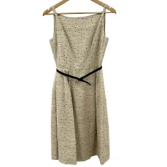 FOXEY(フォクシー) ワンピース サイズ40 M レディース美品  - 15474 ベージュ×黒 キャミワンピ/ロング/シルク/ドット柄/リボン