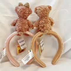 香港ディズニー限定 ダッフィー＆シェリーメイ ぬいぐるみカチューシャ 2個セット タグ付き