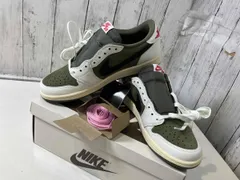 Travis Scott  Nike Air Jordan 1 Low OG SP トラヴィススコット ナイキ エアジョーダン1 ロー オリーブ 26cm スニーカー タグ付 美品