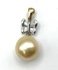 南洋真珠（ゴールド） K18 トップ ダイヤ0.17ct 2.9g ソーティング付き