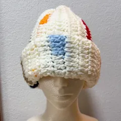 【クロシェハット】冬用　毛糸　ハンドメイド　クラッシャーハット　ニット帽　かぎ針