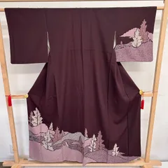付け下げ 正絹 紋なし 染めの木風景 袷 着物 MK-1551