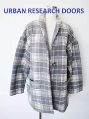 URBAN RESEARCH DOORS　アーバンリサーチドアーズ　UR TECHチェックライトコート　ジャケット　Mサイズ　グレー　オフホワイト　ダークブルー　裏地あり　2023年製　定価13200円　送料込み　6459673
