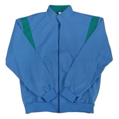 【値下げ品・新品・在庫限り】ジャージ上　オープンファスナー長袖シャツ　サックス×グリーン　水色　M・L・3Lのみ　アウトレット品【送料込み】