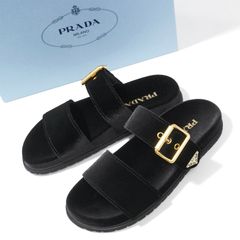 新品未使用】PRADA 25AW ベルクロ ナッパレザーサンダル ブラック 