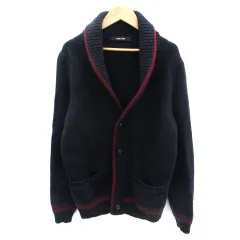コムサメン COMME CA MEN ニットカーディガン ミドル丈 ショールカラー M 紺 ネイビー /SM10のサムネイル