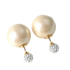 【コットンパール：ナチュラル×6mmゴールド】[Cream dot. クリームドット公式]  金属アレルギー ニッケルフリー パール コットンパール ロンデル バックキャッチ パヴェ 上品 ノーマル 結婚式 入園式 卒業式 お呼ばれ 