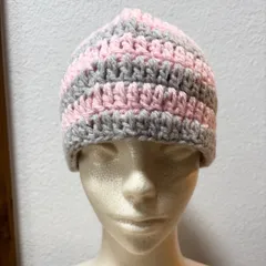 【クロシェハット】冬用　毛糸　ハンドメイド　クラッシャーハット　ニット帽　かぎ針