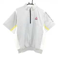 【新品】ルコック 半袖中綿ブルゾン ライトグレー×白 保温 ハーフジップ メンズ M ゴルフウェア le coq sportif