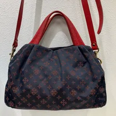 6641　russet ラシット　2way　ショルダーバッグ　ハンドバッグ　ネイビー　紺　レッド　赤　ナイロン　レザー　モノグラム　総柄　ポケット多数　レディース　シンプル　きれいめ　カジュアル　上品