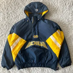 スターター 中綿ジャケット 刺繍 ミシガン キルティング 紺 黄 白 L 古着  STARTER 90s 4281