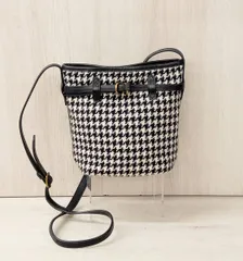 POLO RALPH LAUREN/ポロラルフローレン/ショルダーバッグ/バケットバッグ/千鳥格子柄/千鳥柄/ホワイト×ブラック