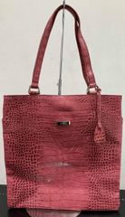 良品 エトロ ETRO クロコ型押し ペイズリー柄 トートバッグ 肩掛け 紫 