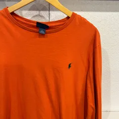 古着 L 長袖 ロンT POLO ラルフローレン 橙 オレンジ ワンポイント