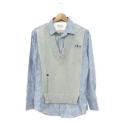 Martin Margiela マルタンマルジェラ ドッキング長袖シャツ サイズ:36 Holy trinity/ダメージ加工 S51DL0394 S54773   ブルー レディース / 240001170723