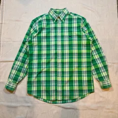 ETRO エトロ チェックシャツ 長袖 ボタンダウン メンズ40 グリーン系 イタリア製 コットンシャツ 高級シャツ