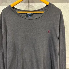 古着 XXL 長袖 ロンT グレー 灰色 無地 ワンポイント ラルフローレン POLO