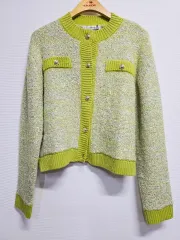新品 VAN AKE ライムツイードカーディガン