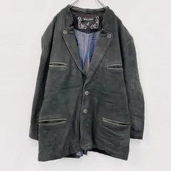 古着 used Lambertazzi チロリアンレザージャケット レザーコート 黒 ブラック 56サイズ