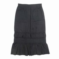 【中古】ドリスヴァンノッテン シャーリングデザイン ミモレスカート コットンリネン 膝下丈 ギャザー 34 黒 ブラック ドリスヴァンノッテン DRIES VAN NOTEN シャーリングデザイン ミモレ