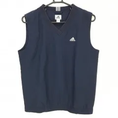 アディダス ベスト ネイビー ロゴ刺しゅう メッシュ裏地 Vネック レディース M/M ゴルフウェア adidas