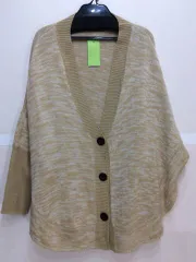 CECILMCBEE セシルマクビー ベージュと白ミックス ポンチョ風カーディガン M