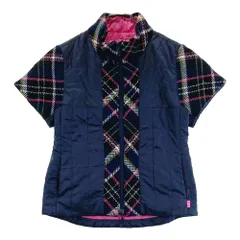 サイズ：40 VIVA HEART ビバハート ; 切替 中綿 半袖ジャケット チェック柄 ネイビー系 [240101574711] ゴルフウェア レディース ストスト