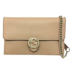 GUCCI【グッチ】インターロッキングG　チェーンショルダーバッグ　チェーンウォレット　510314　レザー　ベージュ系　レディース【中古品/USED-AB】質屋　かんてい局那覇店　ｎ3100430927300154