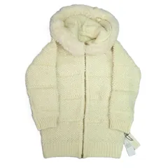 タグ付き 未使用品 GRACE CONTINENTAL グレースコンチネンタル ループニットパーカー ファー取り外し可能 ロング丈 アウター コート カーディガン 1021453085 レディース M アクリル ウール 中古